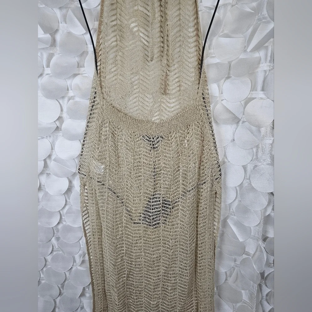 Crochet Mesh Maxi Cover-Up | Sheer Halter‎ Beach Dress